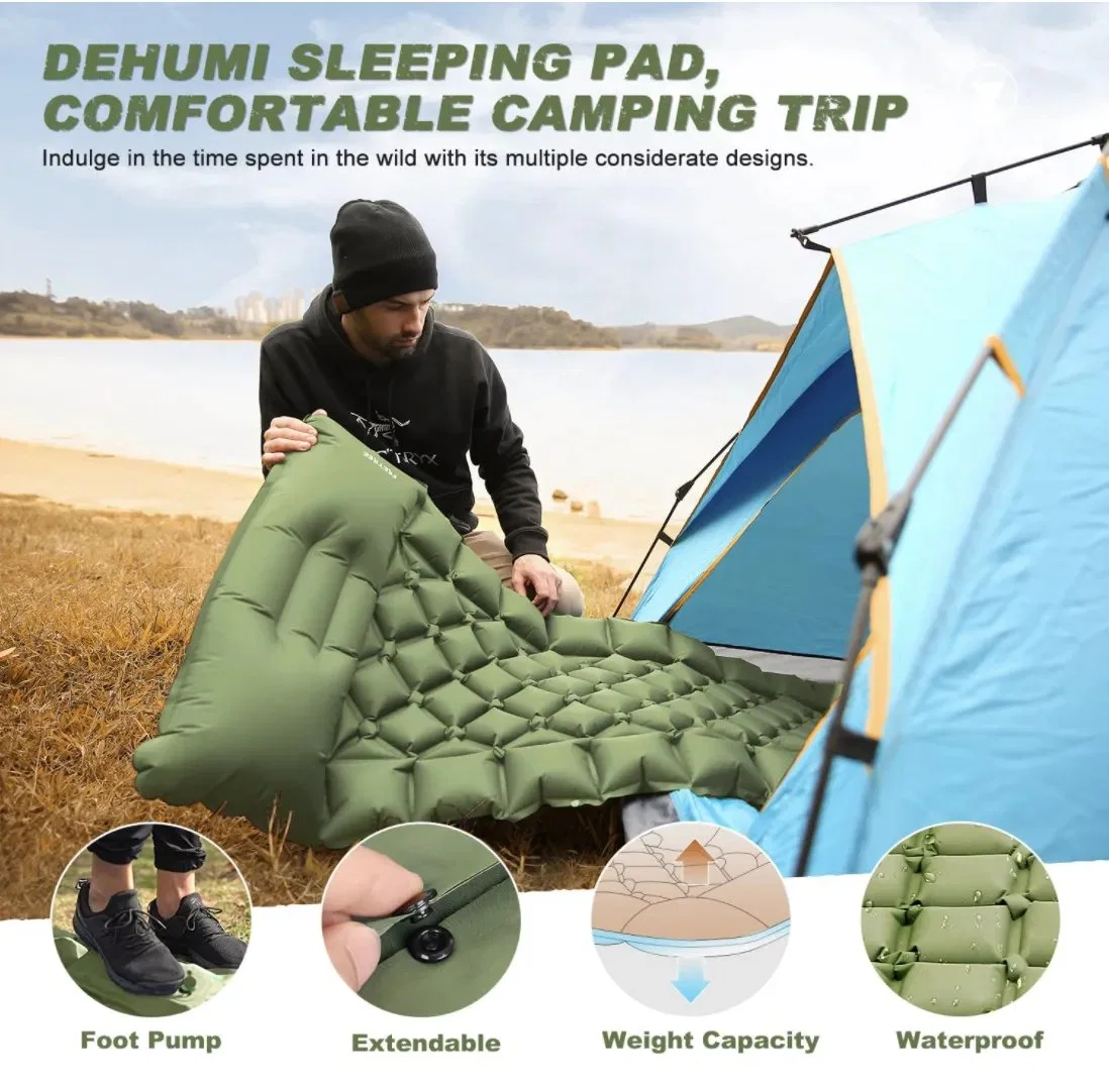 10cm Thick Wide Self-Inflating Sleeping Mat Sleeping Mat Foot Pump Camping Mat