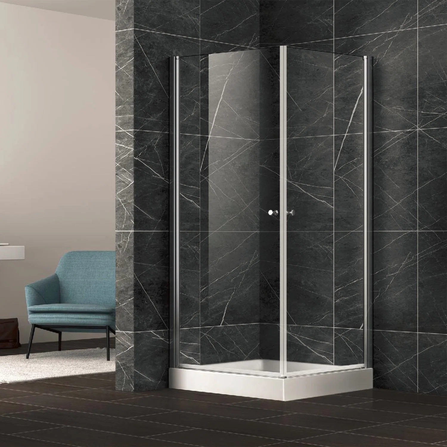 Square Aluminum Alloy Shower Enclosure Room with 6mm Tempered Glass