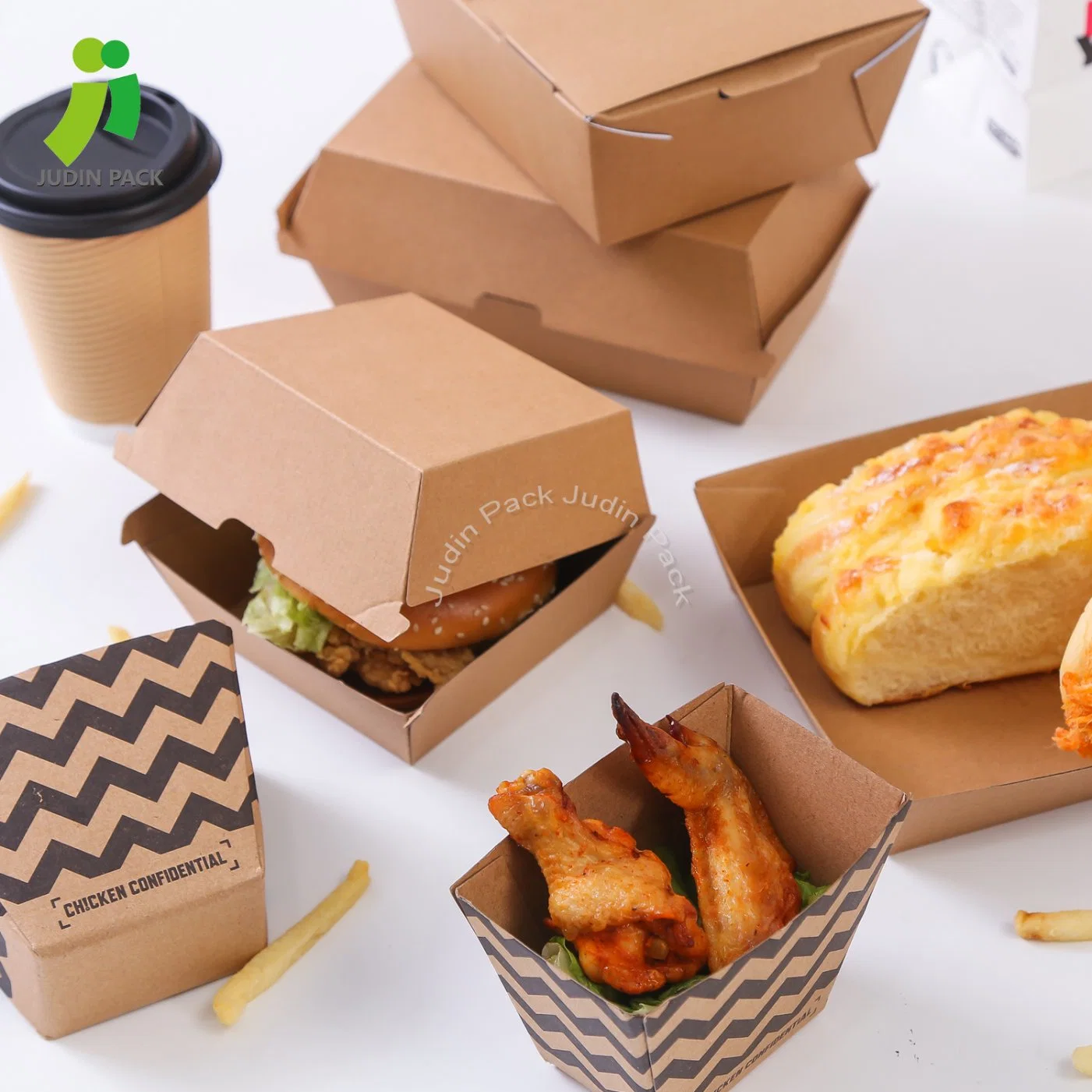 Caja de comida biodegradable SGS para entrega, caja de papel corrugado para hamburguesas, embalaje de alimentos.