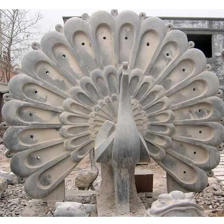 Low Price Abstract Stone Carvings and Sculptures Stone Peacock Sculpture