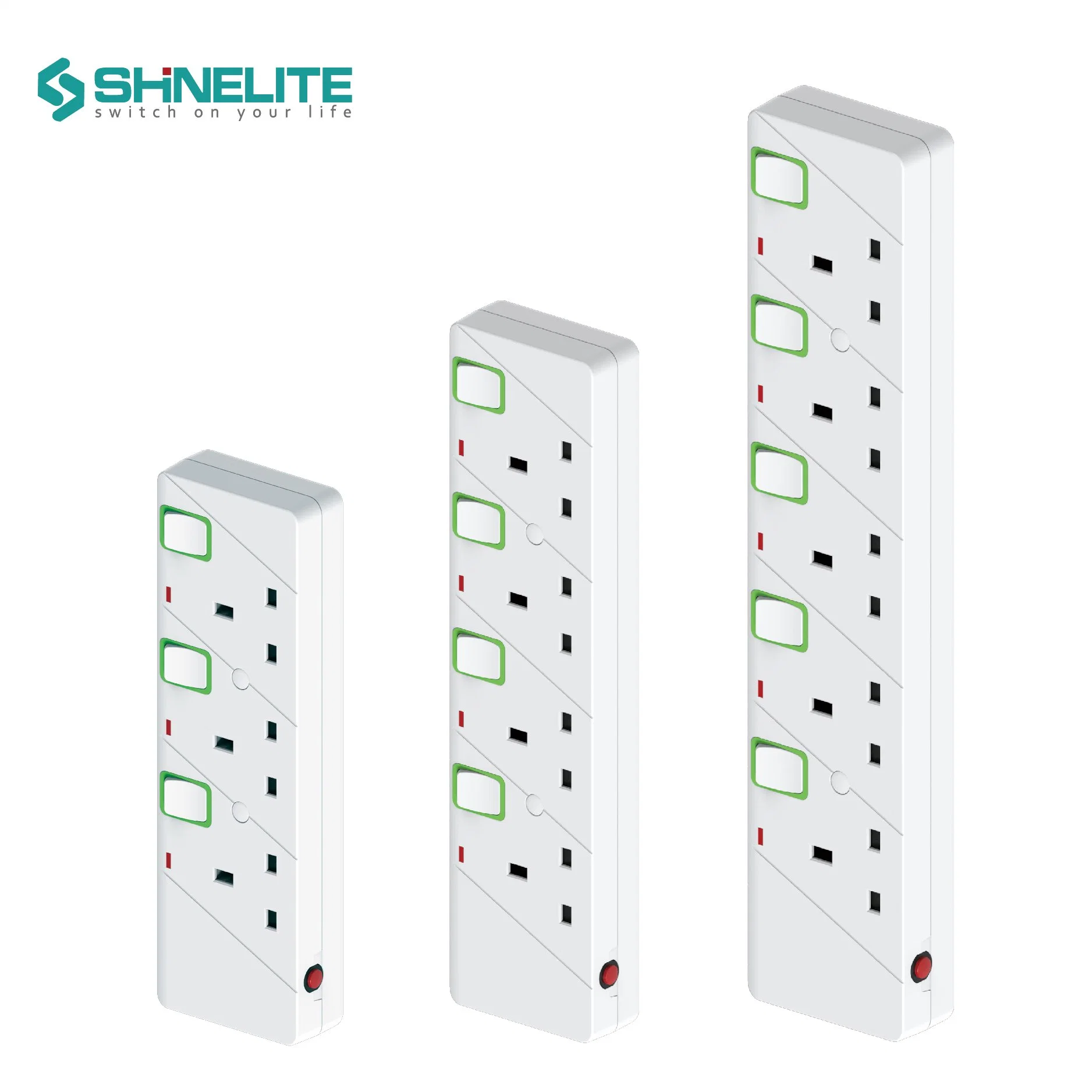 Shinelite 5 vías de cables de extensión del Reino Unido toma con 3m cable