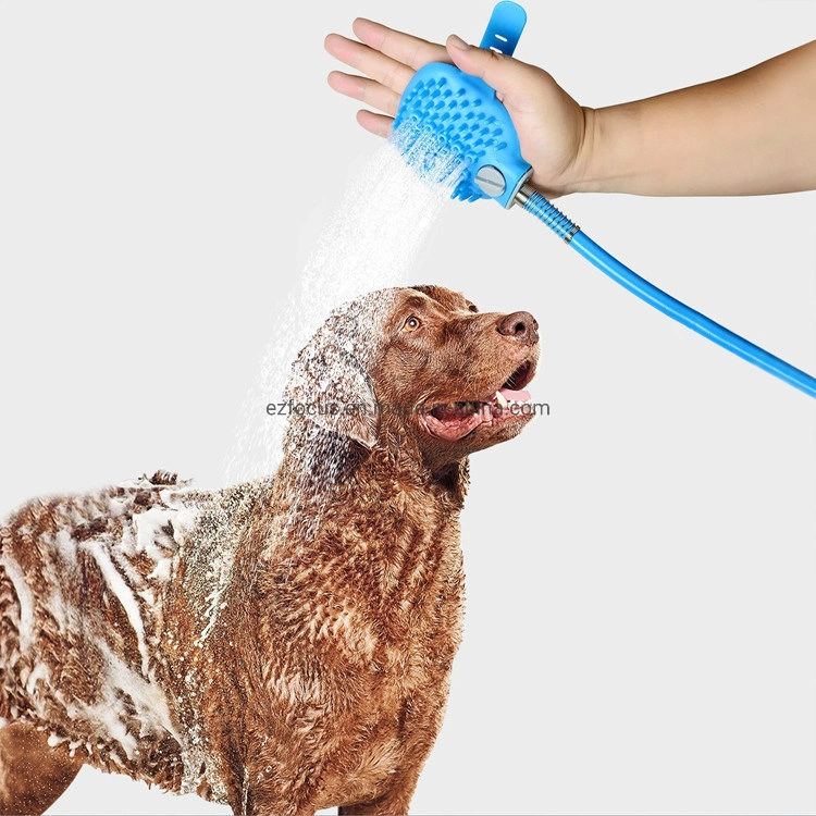 أداة الاستحمام للحيوانات الأليفة دُش بخاخ ومطاط في واحد، حوض استحمام ودش، متوافق مع خرطوم الحديقة الخارجية، تنظيف حصون الكلاب Wb10460