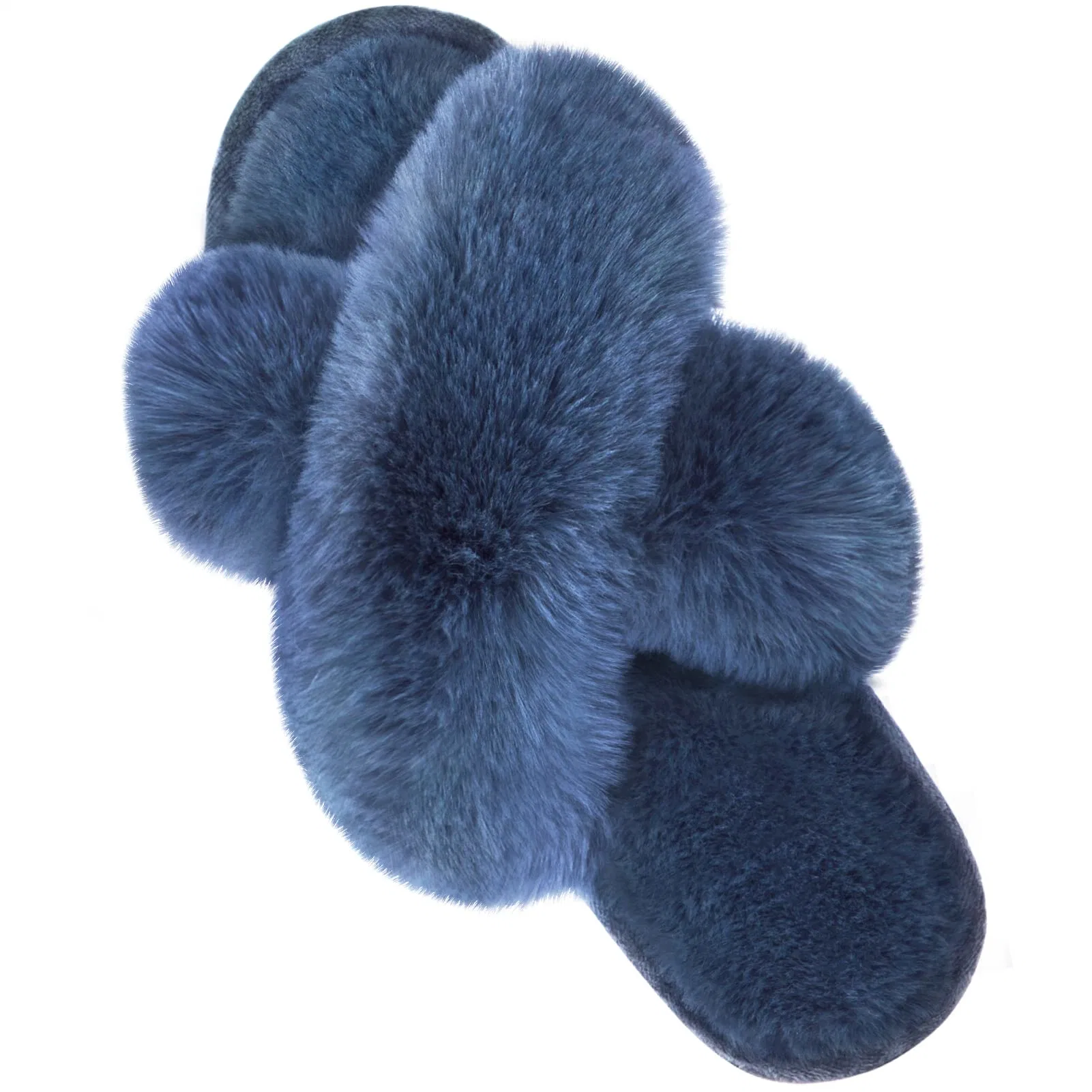 Fluffy Furry Open Toe House Shoes Indoor Outdoor Slide Slipper