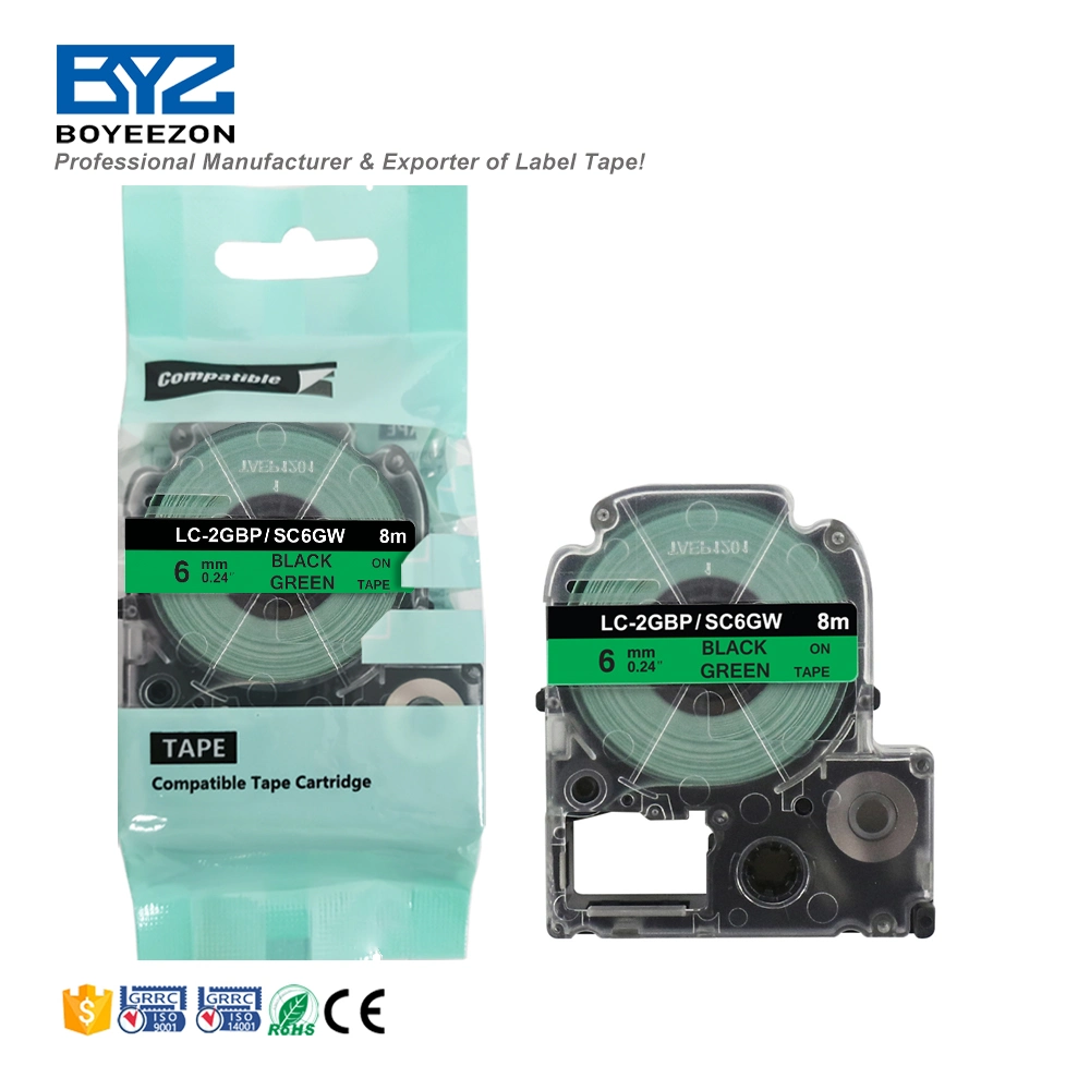 6mm Black on Green Label Tapes Sc6gw/LC-2GBP