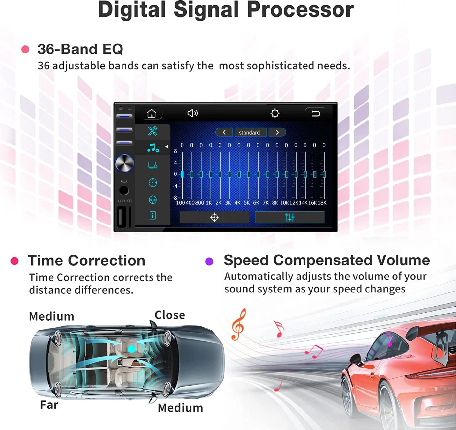 راديو السيارة Bt FM Aux Audio 2 DIN Android Auto مشغل سيارة MP5 بشاشة لمس iOS CarPlay بحجم 7 بوصات مع كاميرا الرجوع للخلف