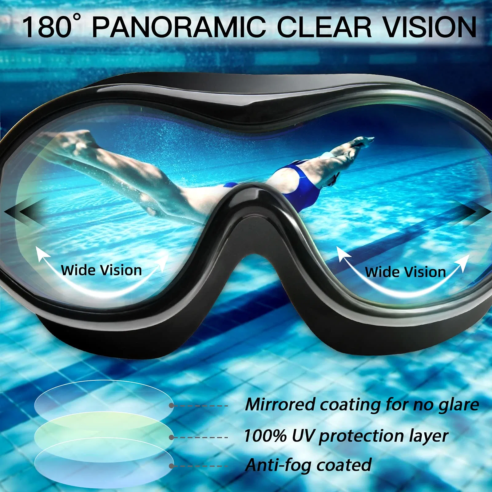 No Leaking Anti-Fog Pool Adult Men Women Youth UV Protection Swim Goggles