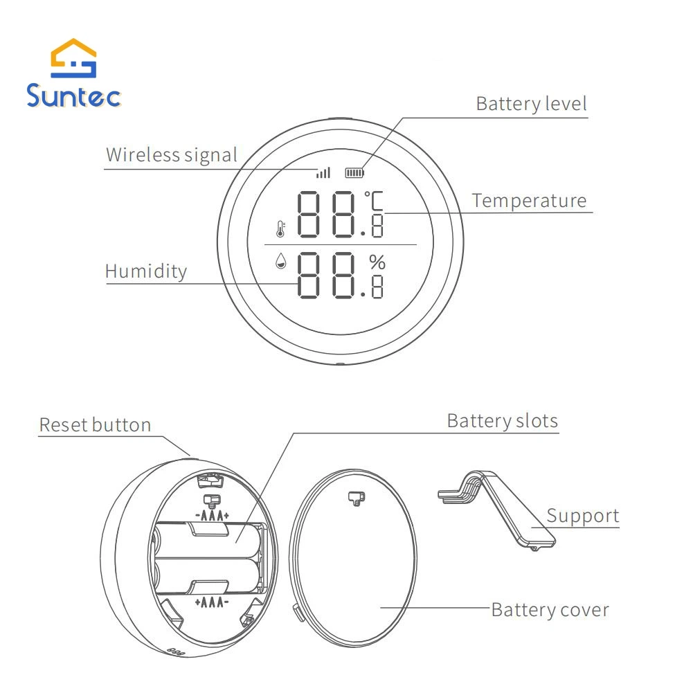 Top Quality Smart Zigbee Smart Temperature and Humidity Sensor with LCD Display