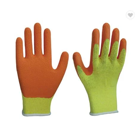 Industrial Protection 10g Cotton Knitted Latex Coated Winter Working Gloves