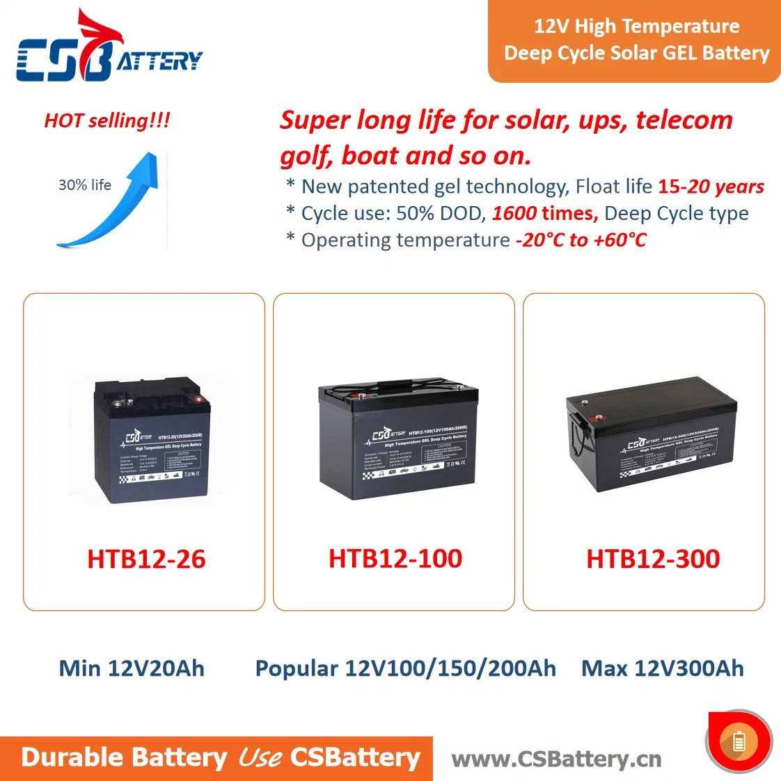 Csbattery 12V75ah High CCA Gel Batterie für Elektro-Rad-Stuhl/Alarmanlage/Solarspeicher/Csb/AAA