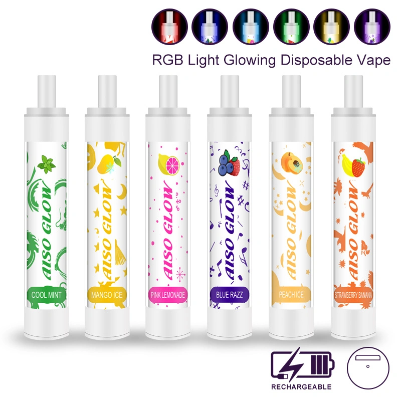 E-Liquid Vape 2600 ronda de bolitas de punta de goteo intermitente RGB recargable