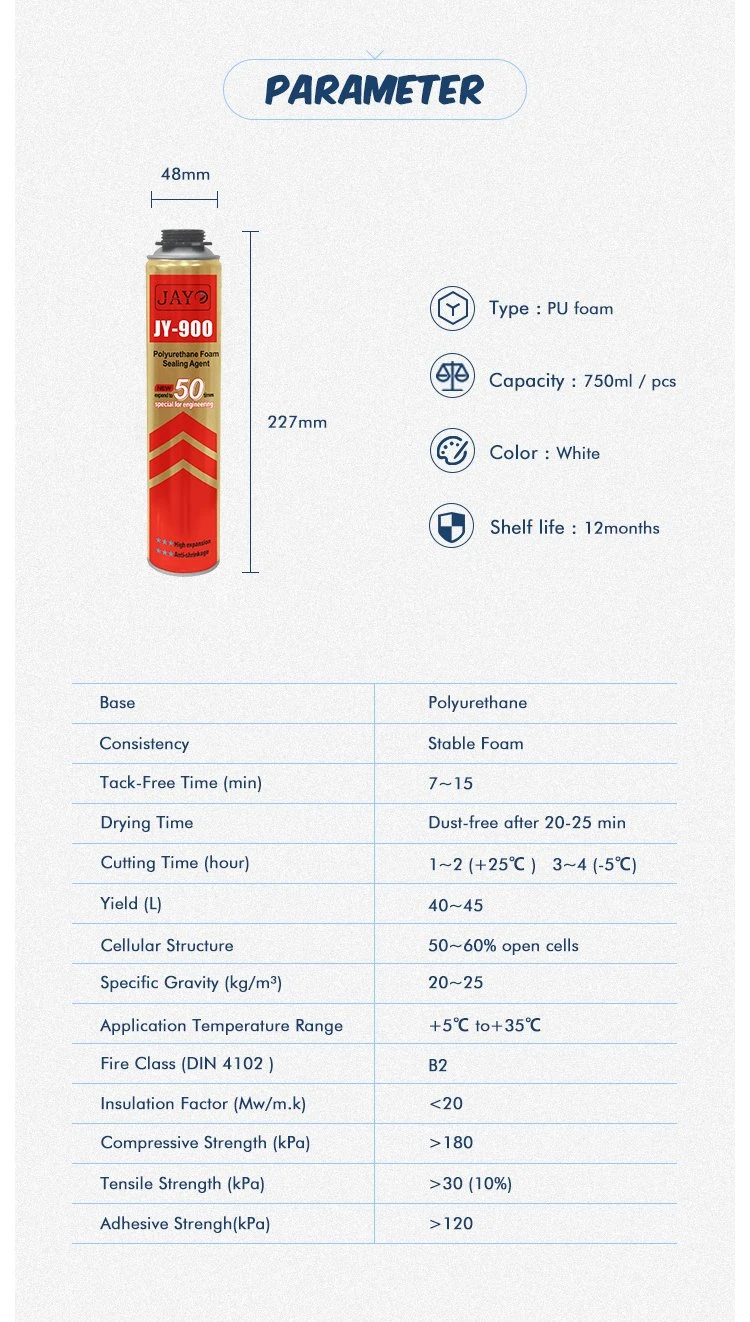 E-Co amable de espuma de poliuretano en spray 750 ml el aislamiento de espuma PU