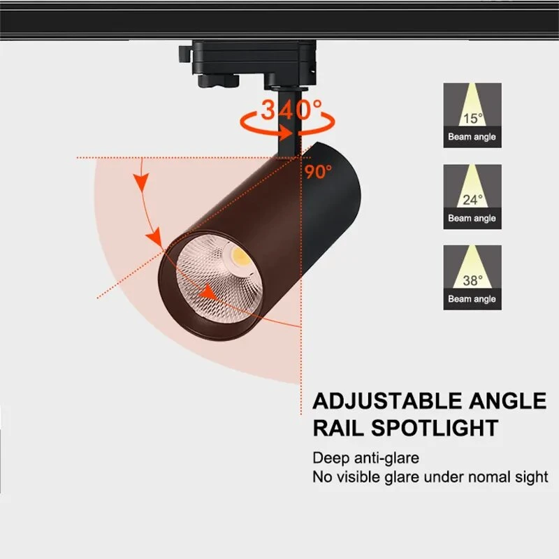 12W 20W 30W 40W Mini Spotlight Zoomable Adjustable Spot Focos Lamp Linear Magnetic Rail System COB LED Track Light, Track Light