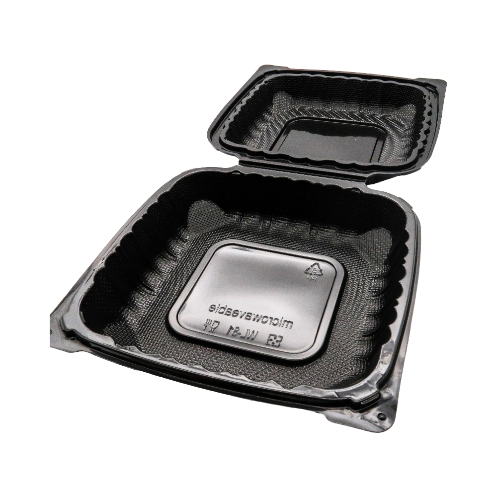 Convenient Microwave Heating PP Plastic Black Clamshell Lunch Box