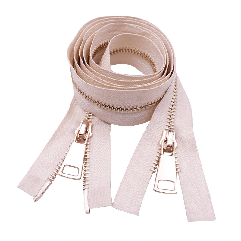 Accessoires de vêtements de haute qualité personnalisés Zipper à double glissière extrémité ouverte Veste Jean or laiton métal Zipper rouleau pour vêtements