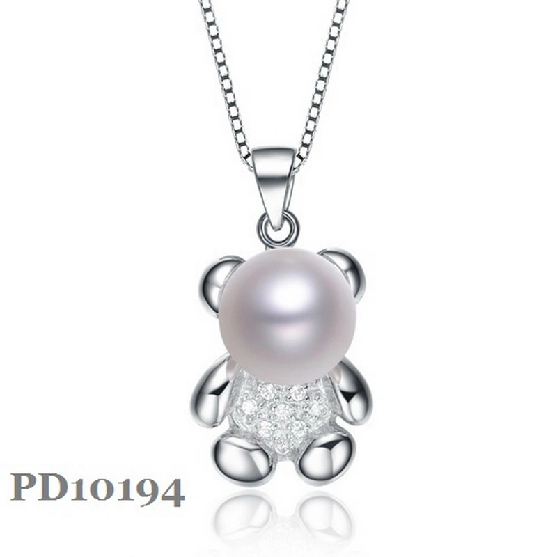 Niedliche 925 Sterling Silber Perle Anhänger Set mit CZ AS Geschenk