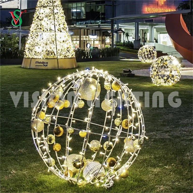 Outdoor Christmas Navidad Ornament Metal Small Ball Motif Decoration Light