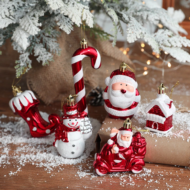 La promoción de la Navidad Santa muñeco de nieve colgando del árbol de la artesanía colgantes para decorar el hogar