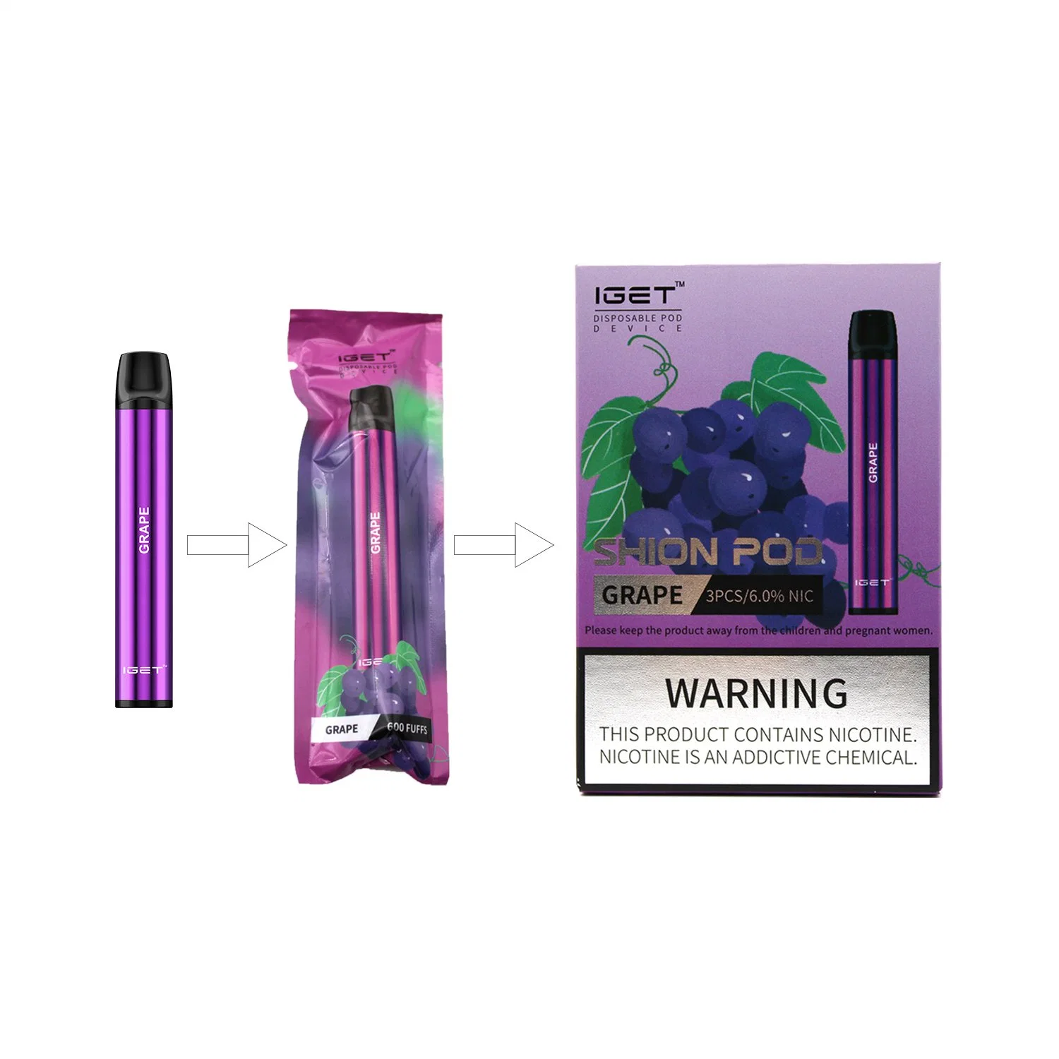 Los cigarrillos electrónicos desechables Shion Iget vaporizador 2021 Hot vender Vape Shisha