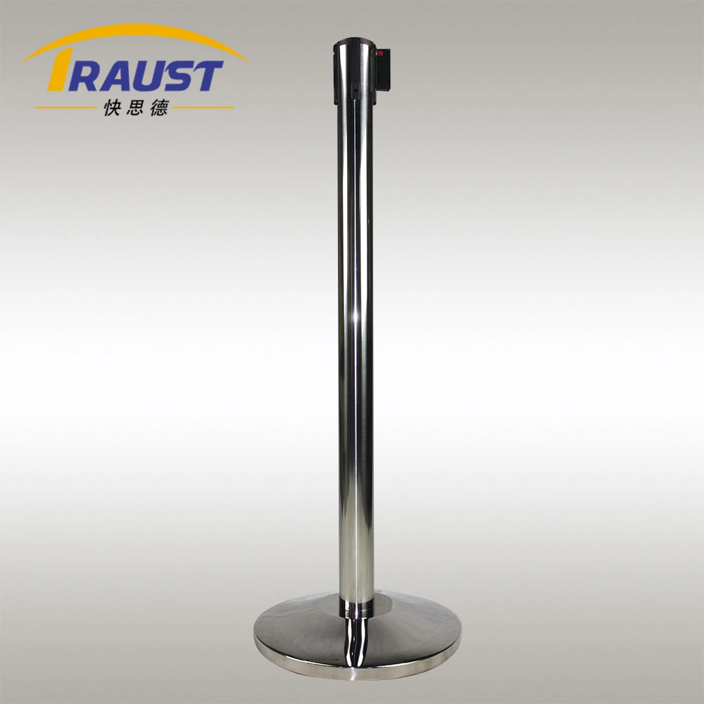 Airport Stainless Steel Retractable Belt Pole, Stretch Belt Barriers Queue Stanchion