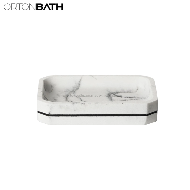 Ortonbath Custom Resin Bathroom Set Lotion Dispenser Soap Dish Tumbler Bathroom Accessories Set Marble White Resin Bathroom