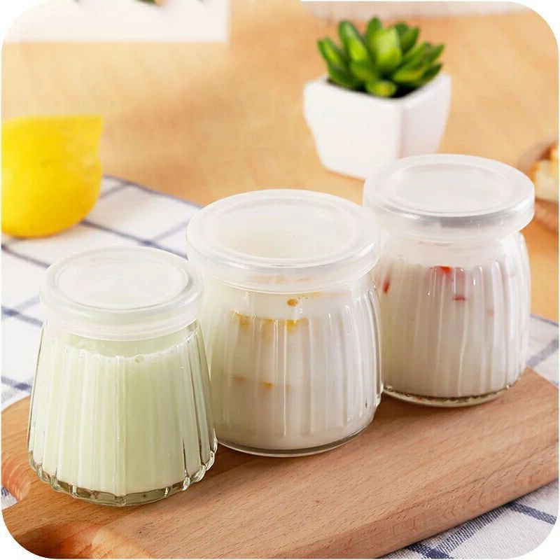 Wholesale 150ml 200ml Wide Mouth Striped Glass Pudding Jelly Jar with Plastic Cap