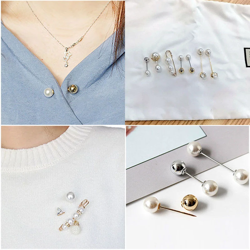 2023 Delicous Anti-Aliasing Pearl Broche Broche Femenino de una línea pasador Cross-Border Accesorios de ropa de pin Falda con botones de bufanda