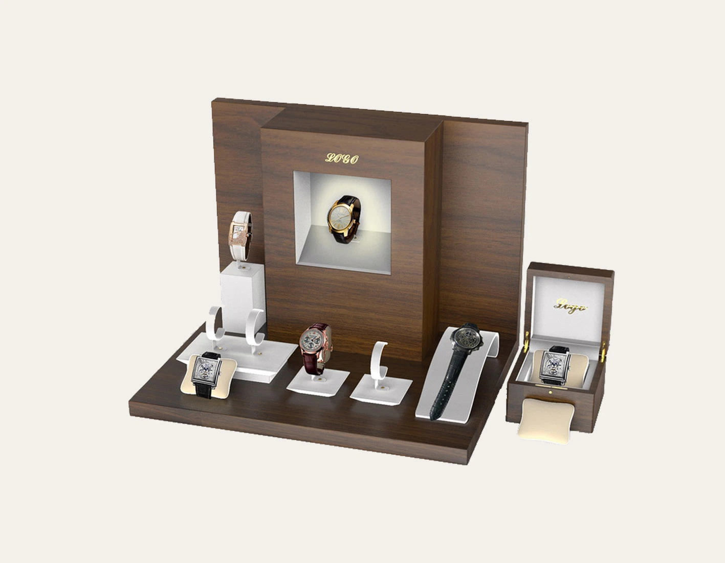 Wholesale/Supplier Customzied Showcase Wood Watch Display Window Stand W/ Watch Box