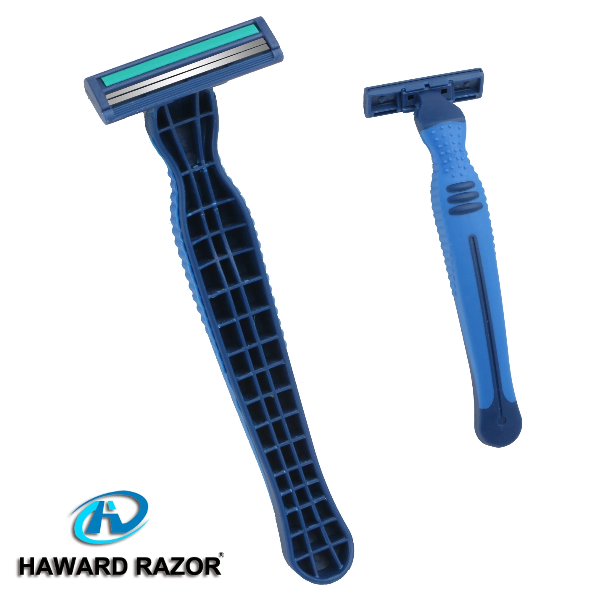 (OEM) Rubber Handle Shaving Razor for Face Legs and Underarm Twin Blade Razor