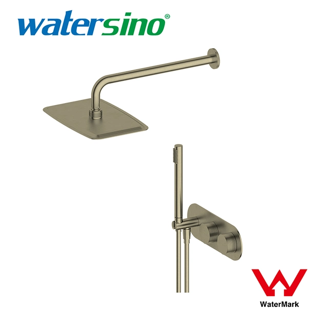 Watermark Full Solid Brass Brushed Knurled Round 5 Holes Shower Bath Basin Mixer Tap