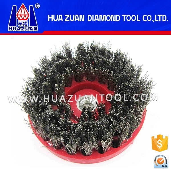 Hot Sale Round/Frankfurt Steel Wire/Nylon Hard Abrasive Antique Diamond Brush for Stone Polishing