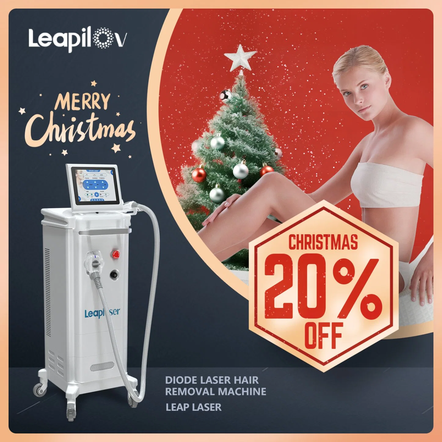 Leapmed Machine Verticale 808nm Équipement de Beauté Épilation Laser à Diode