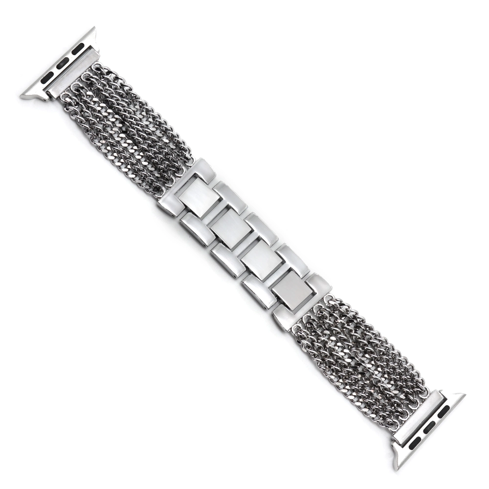 Bewell High Quality Watch Band Silver Alloy Apple Band with Jewelry Buckle