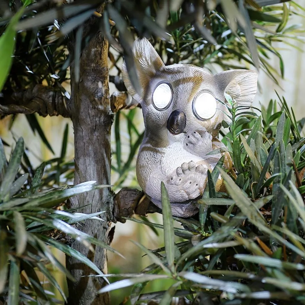 Garden Koala Statue Eyes Glow Waterproof Animal Resin Statues with Solar Poweredwyz20046