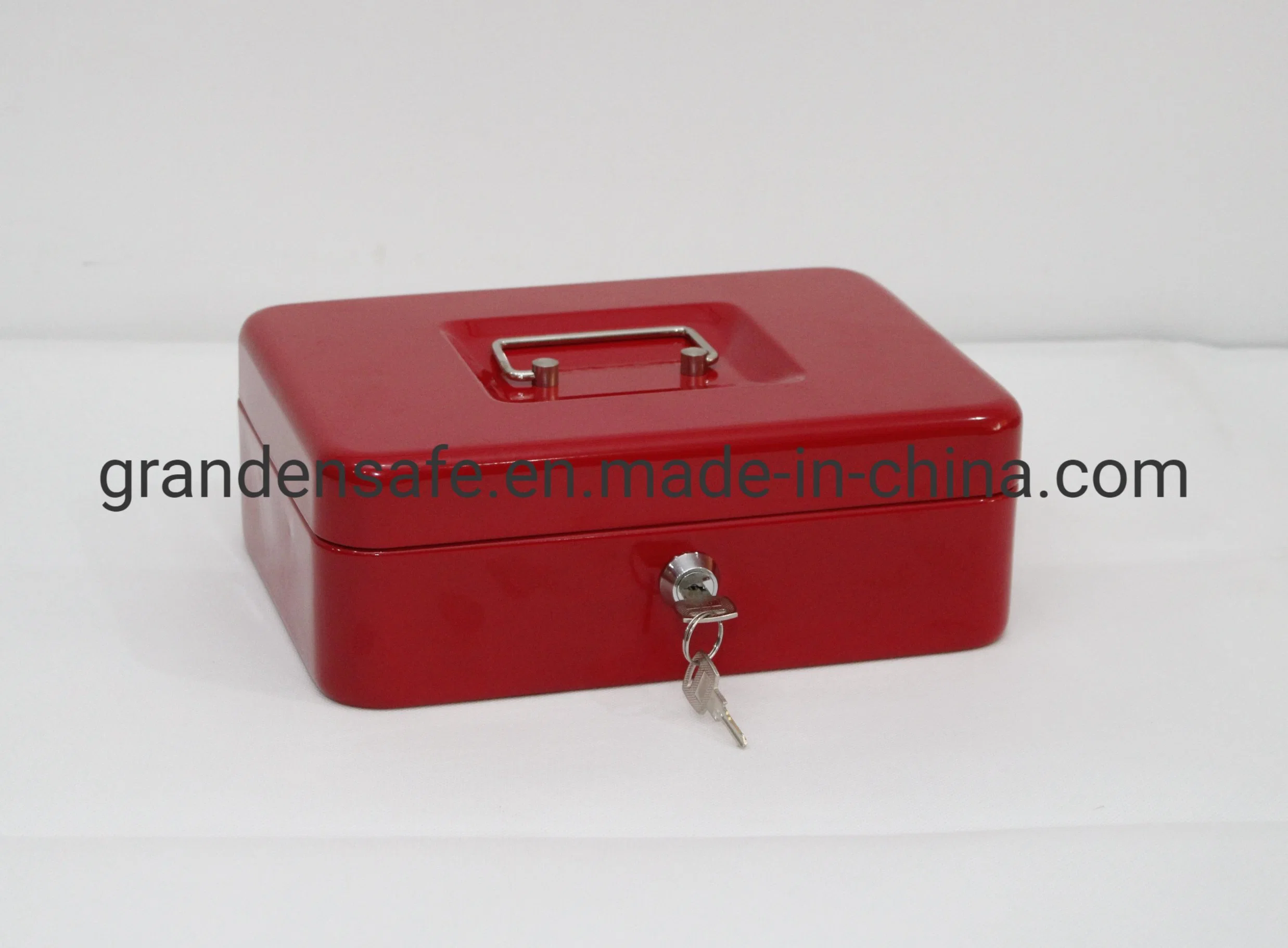 Portable Metal Cash Box with Money Tray Key Lock (M250-90(10"))