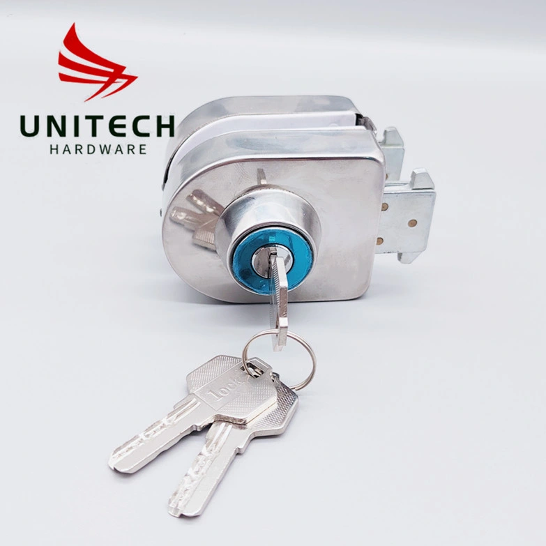 Stainless Steel Central Glass Door Lock Fitting with Brass Keys