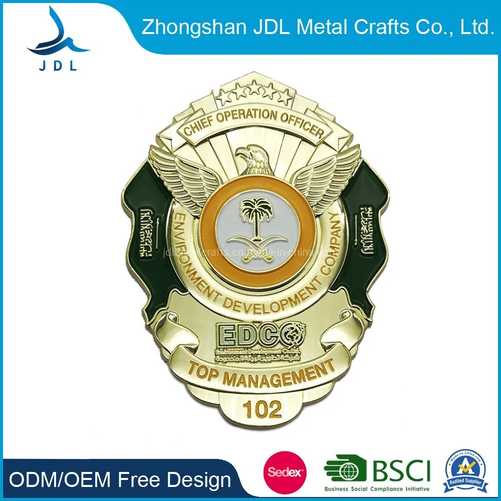 Custom Metal Die Cast Zinc Alloy Police Badge with Custom Logo for Officer Use (220)