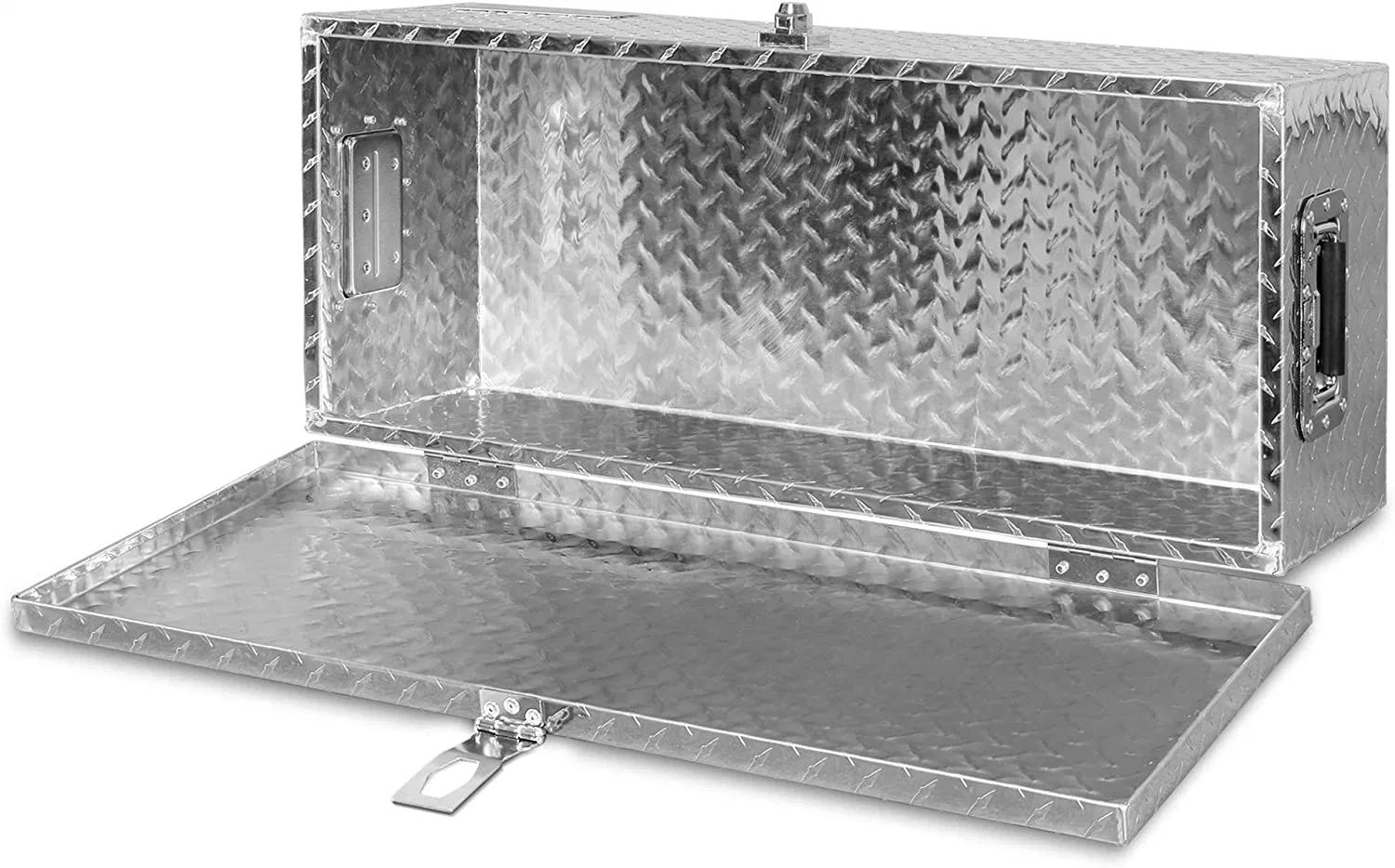 ARKSEN 30 Inch Heavy Duty Aluminum Diamond Plate Tool Box Chest Box Pick Up Truck Bed RV Trailer Toolbox with Side Handle and Lock Keys