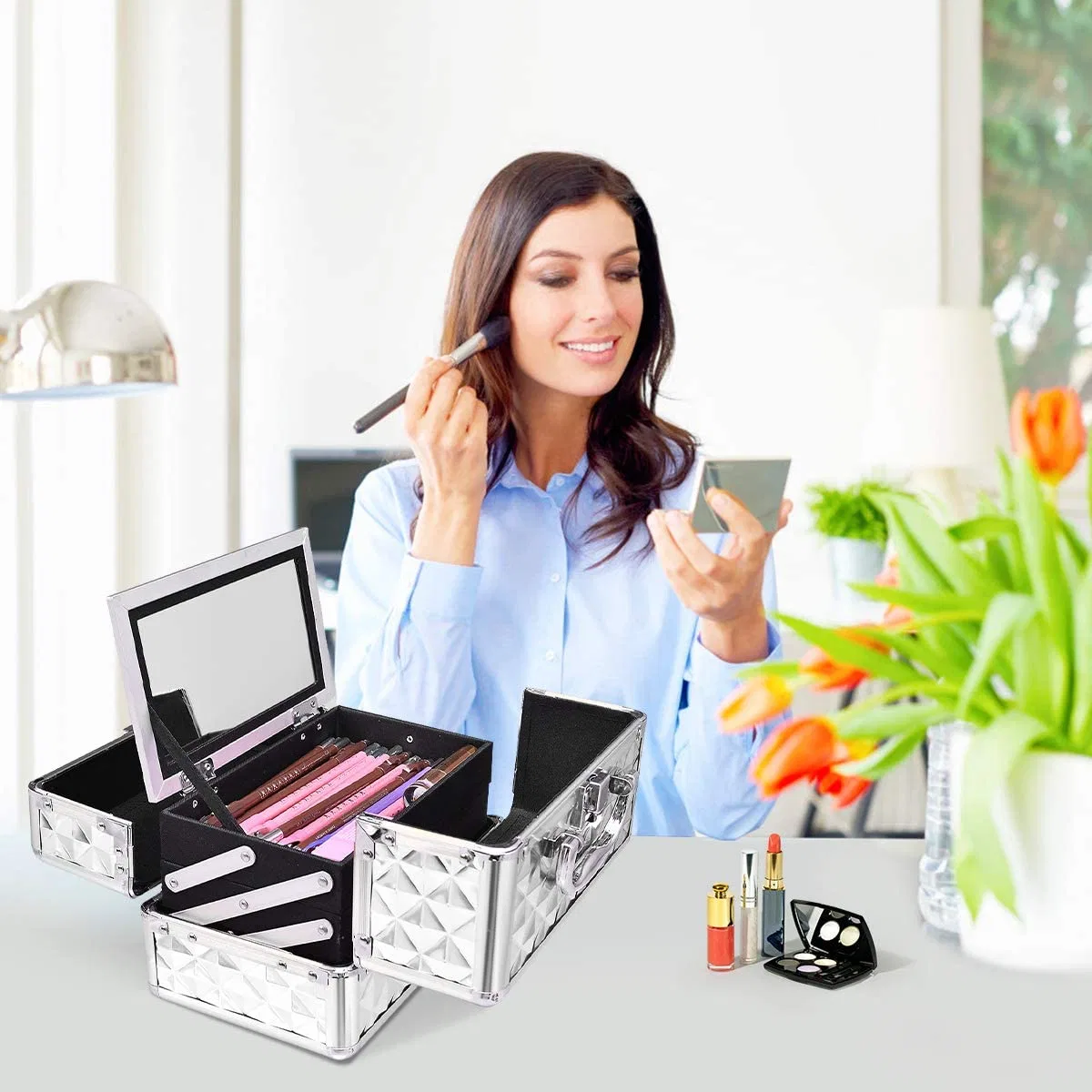 Professionelle Große Make-Up Aluminium Kosmetikbox Beauty Organizer Kosmetische Fall