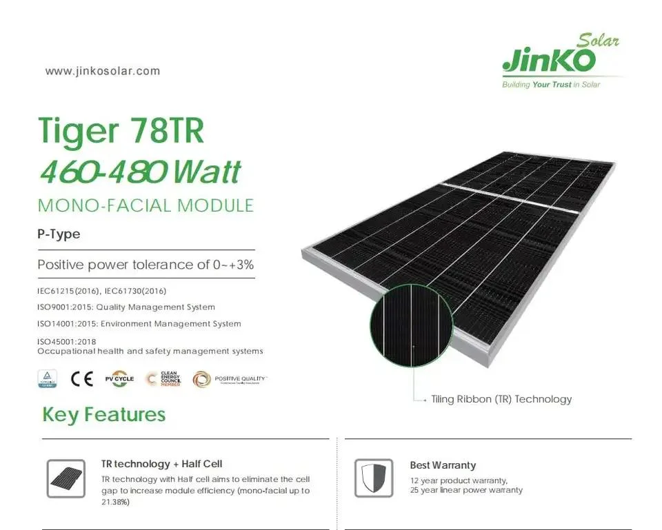 Jinko Solarmodul Jkm465m-7rl3-V Mono Halbzelle