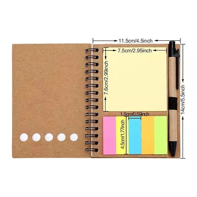 Custom Logo Haftnotizen Kraftpapier Cover Mini Notebook Note Pads mit Stift