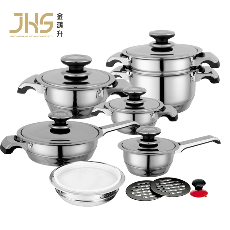 Home Appliance Kitchen Frying Pan 16 PCS Stainless Steel Cookware Sets Kitchenware