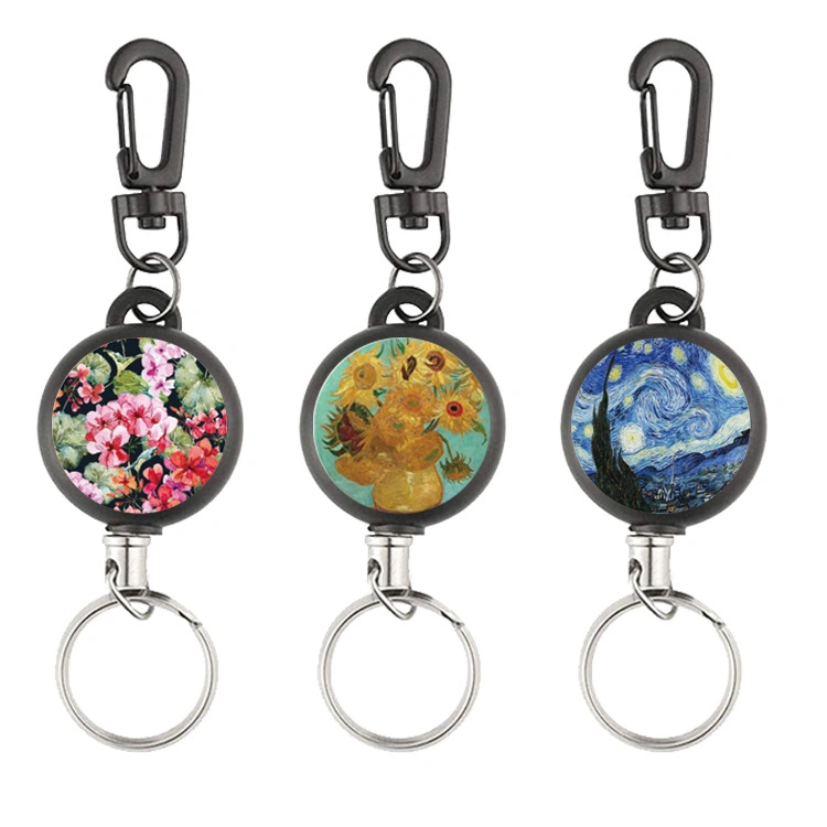 Starry Sky Sunflower Stretchable Keychain Badge Reel