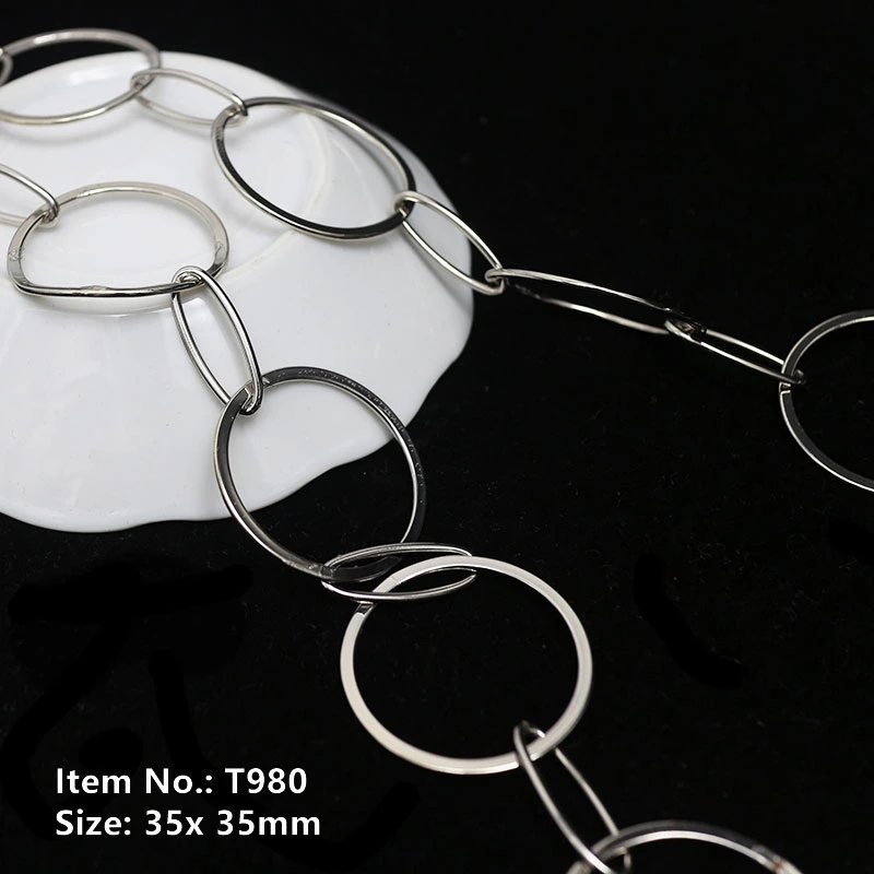 Bolsas de cabeza plana de latón macizo cadena, abra frenar Link Collar Cadena trigo None-Polished correas de bolsas de las piezas de accesorios de bricolaje T980.