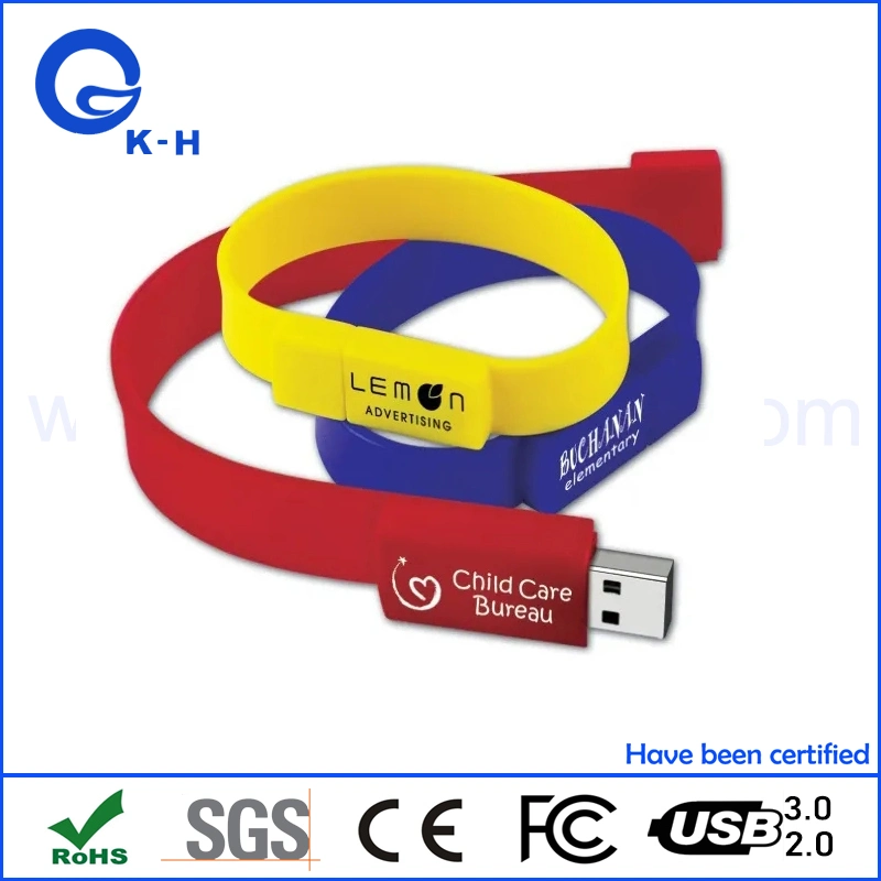 Custom Logo Wrist Band Rubber USB 2.0 Flash Memory Drive