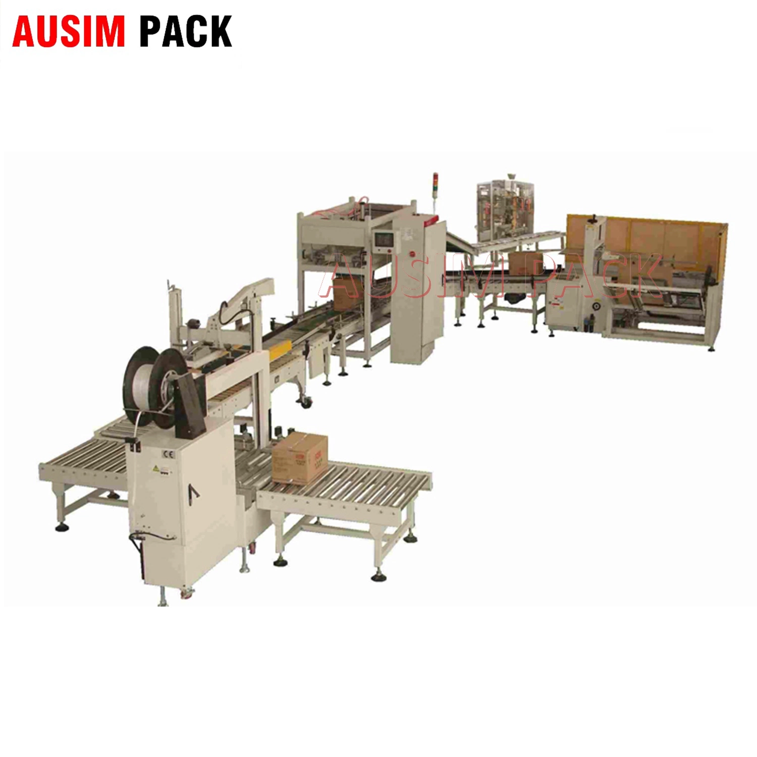 China Línea de producción de Cartón Ondulado caja de cartón corrugado automático de la máquina de embalaje caso Packer