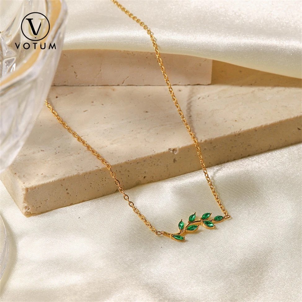 Votum Leaves Design S925 Plata 18K Collar de piedra preciosa bañado en oro Con Moissanite Spinel Joyas de lujo personalizadas