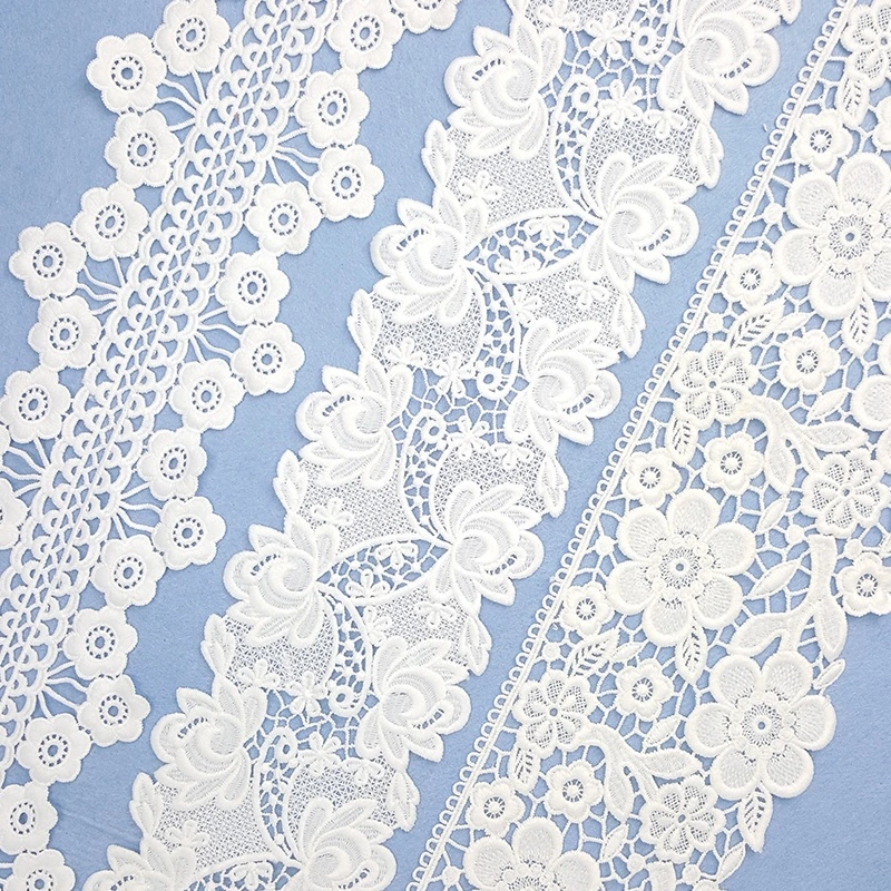 China Embroidery Cotton Water Soluble Embroidery Cotton Chemical Trimming Polyester African Stretch Jacquard Swiss Organza Guipure Elastic Lace