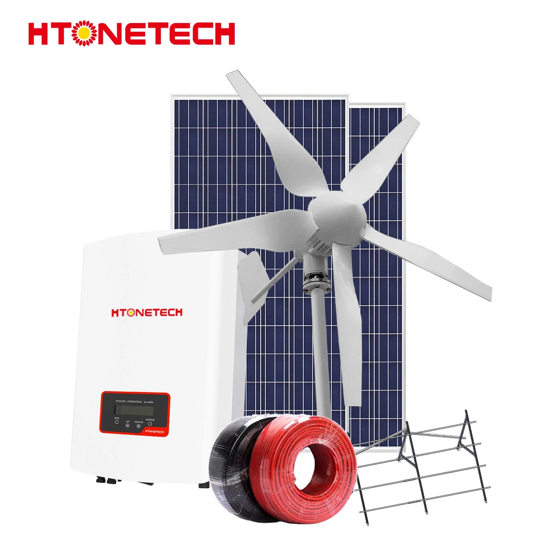 Htonetech China Greenhouse Solar Panel Manufacturing 5000W 45000W DC Solar Stromversorgung mit kleinen Windenergieanlagen