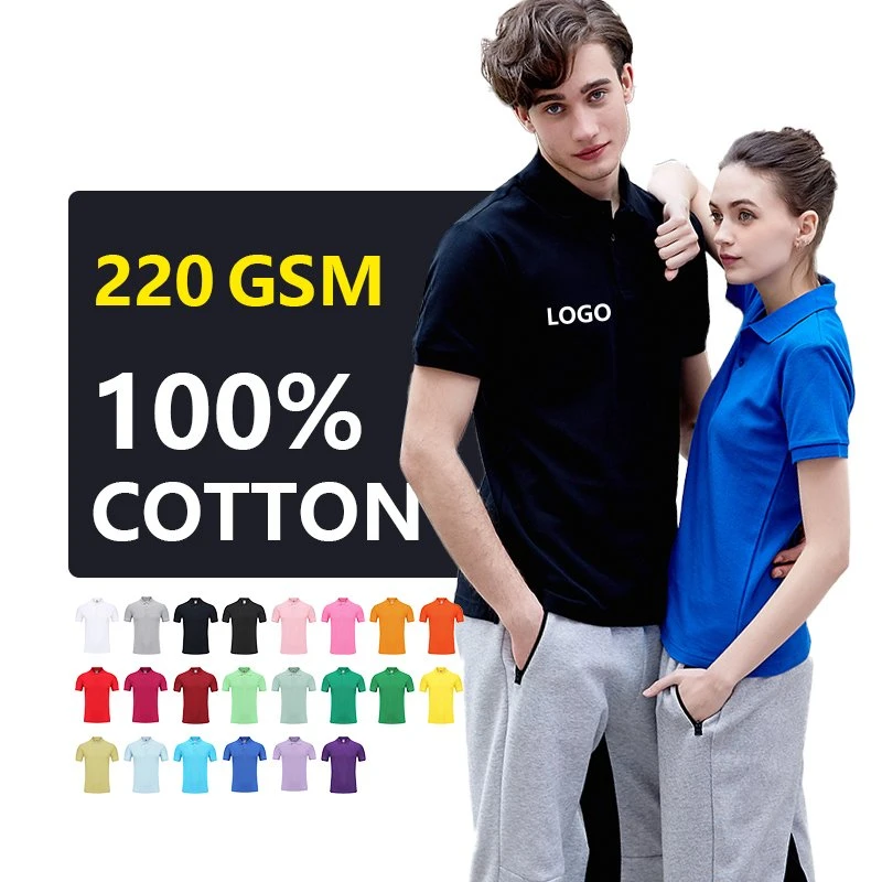 100% algodón Tshirts Polo liso de poliéster sin mangas logotipo personalizado Camisetas de polo