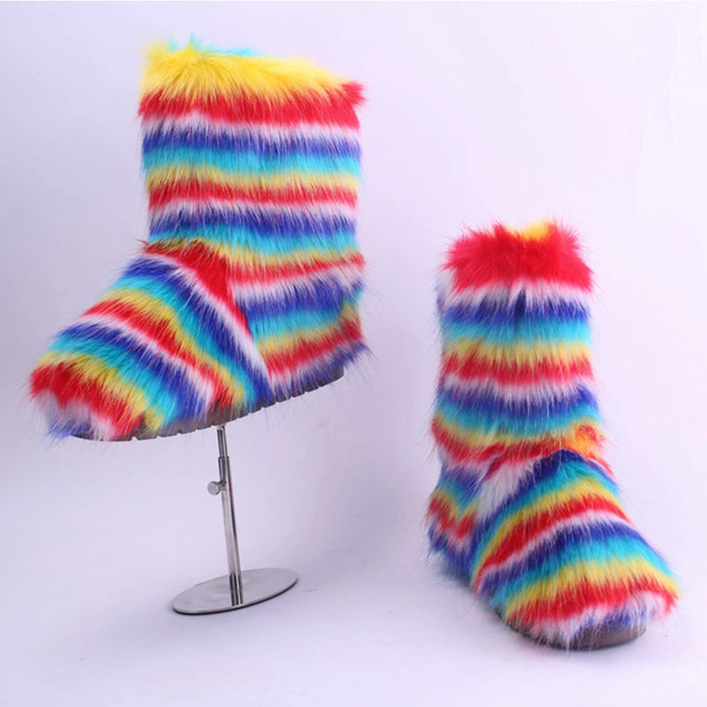 Superstarer 2021 New Desigern Colorful Winter Boots Women Kids Thigh High Snow Faux Fox Fur Boots